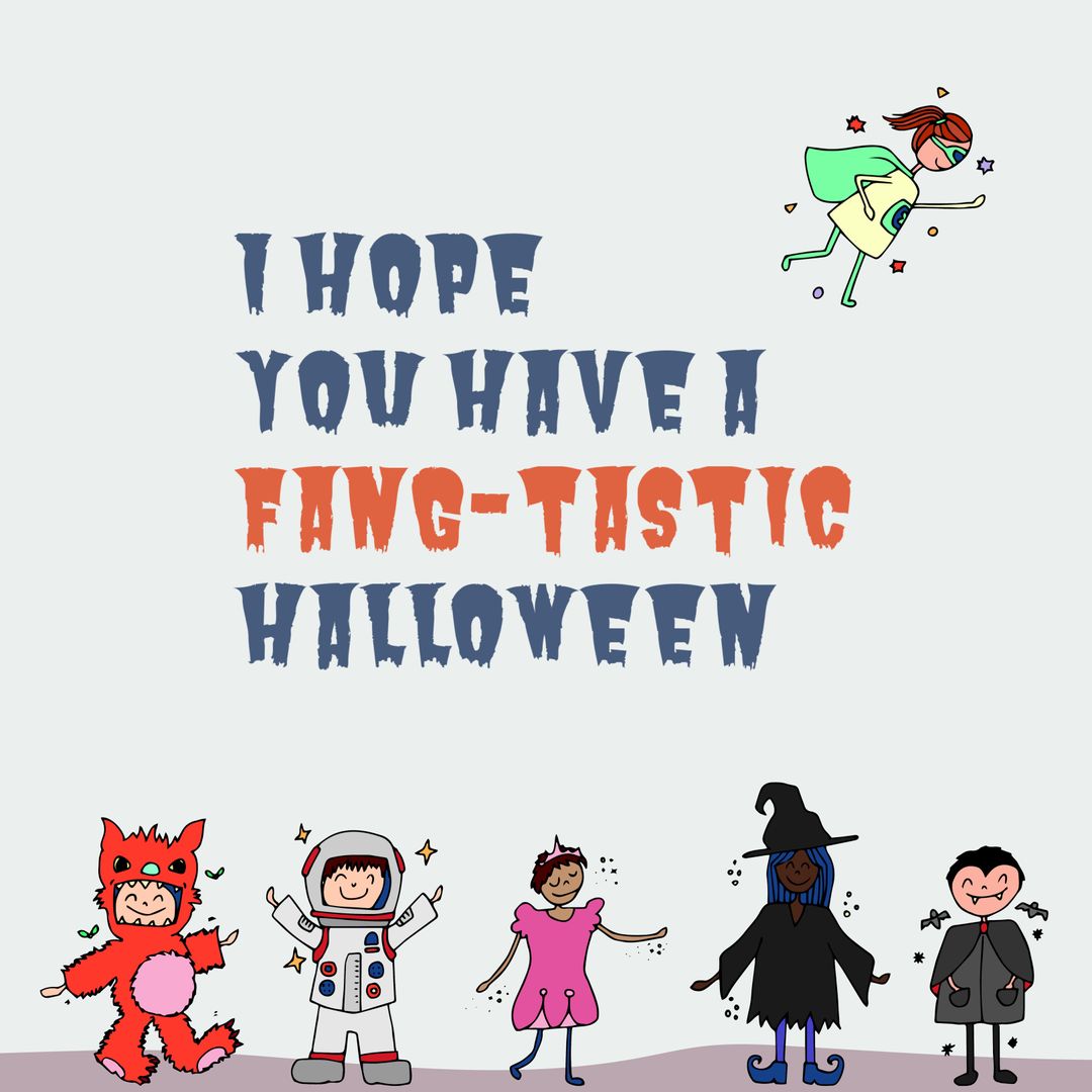 Whimsical Halloween Card with Children in Costumes