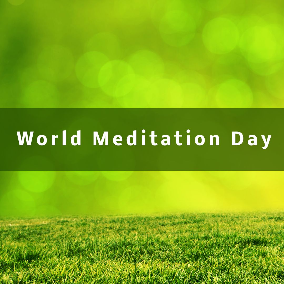 World Meditation Day Nature Background with Green Bokeh