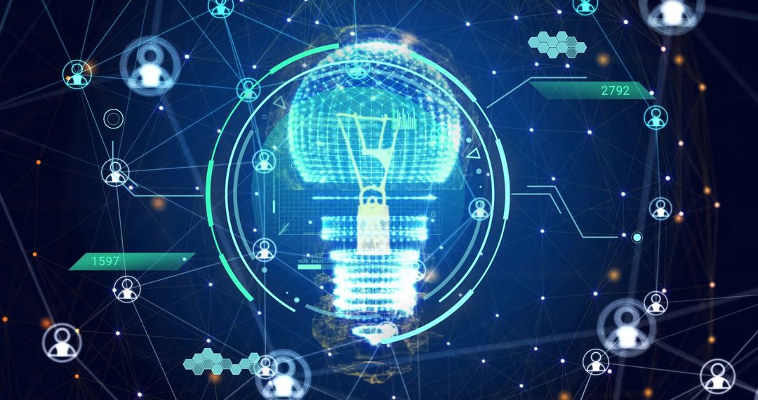 Digital Innovation Concept with Network Connections and Light Bulb