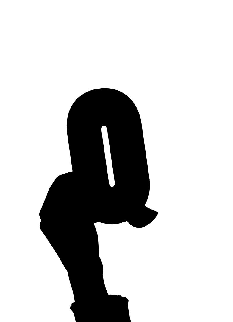 Hand Silhouette Holding Letter Q on Transparent Background