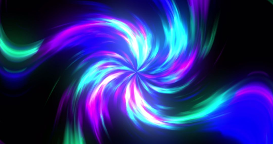 Colorful Spiraling Neon Light Pattern on Dark Background