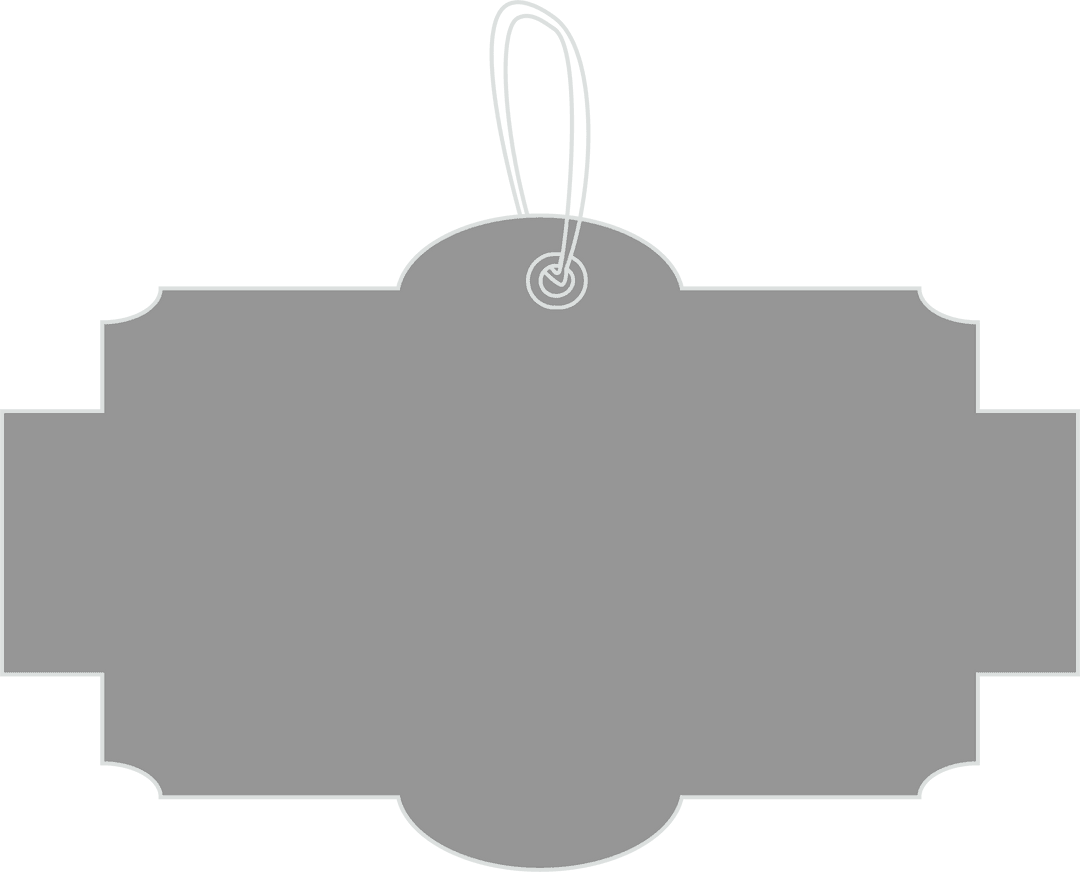Elegant Grey Name Tag Illustration on Transparent Background
