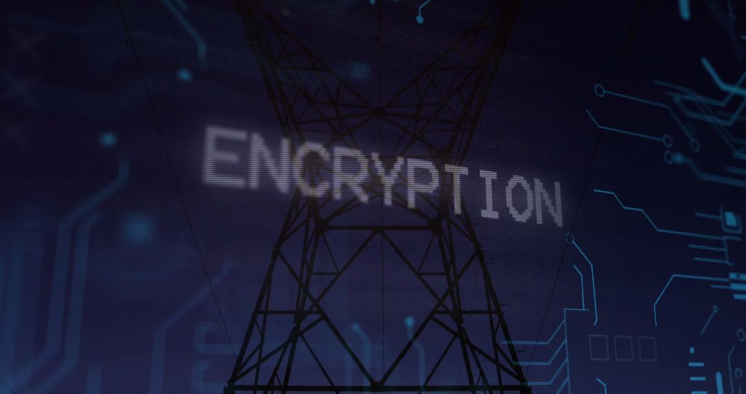 Transmission Tower with Digital Encryption Visual