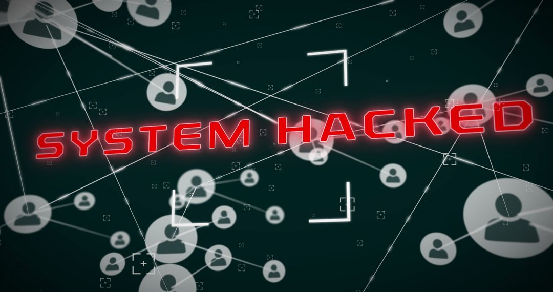 Digital Network Breach with Hacker Alert Text
