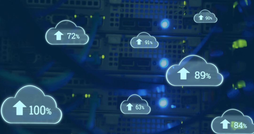 Cloud Upload Progress Against High-Tech Background