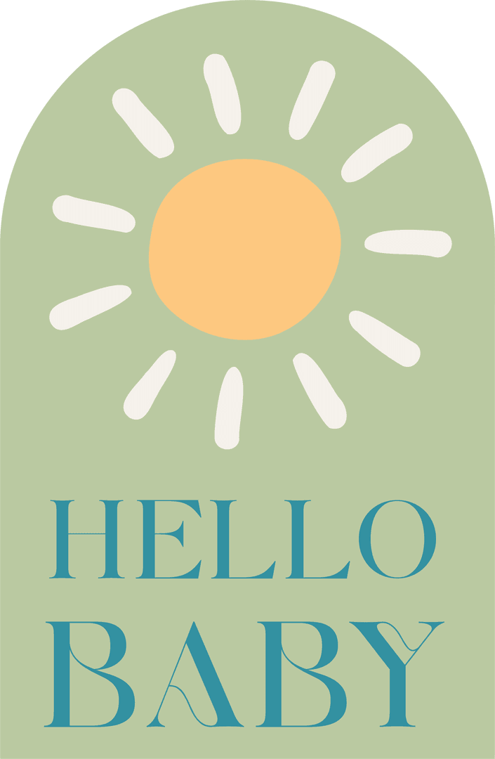 Sunshine Icon with Hello Baby Text on Transparent Background