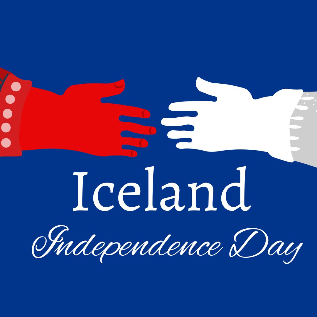 Iceland Independence Day Celebration Graphic with Hands in Colors