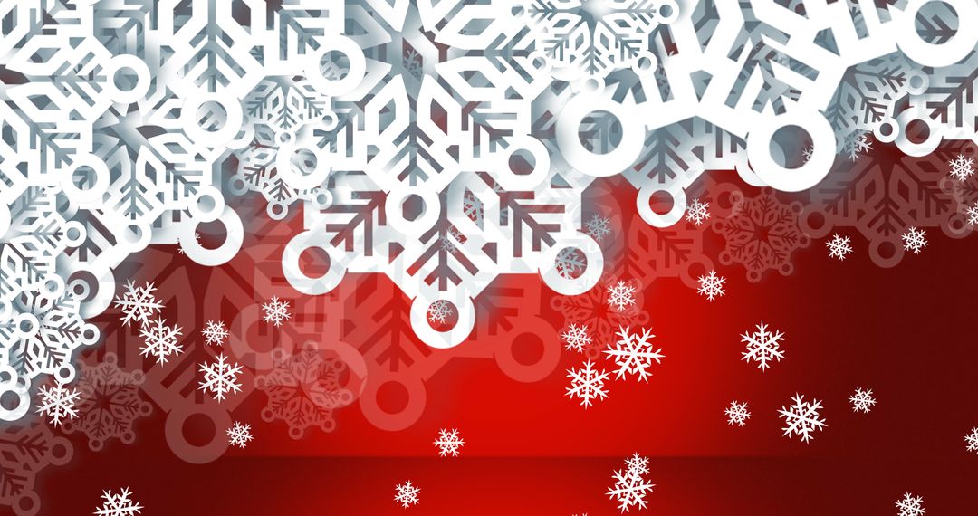 Intricate White Snowflakes on Festive Red Background
