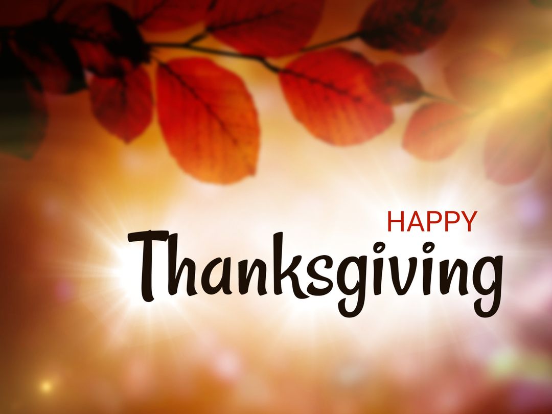 Autumn Leaves with Warm Glowing Thanksgiving Message