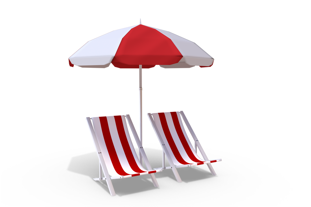 Transparent Sun Lounger and Sunshade Duo with Red and White Stripes - Download Free Stock Images Pikwizard.com