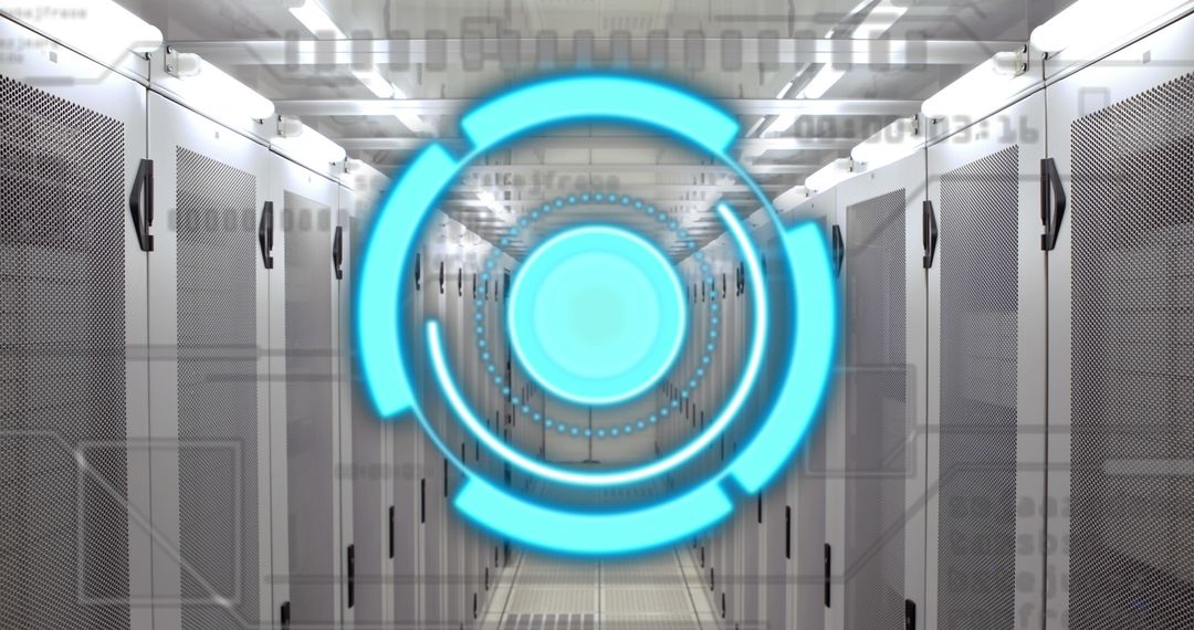 Digital Interface Over Server Room Illustrating Data Processing