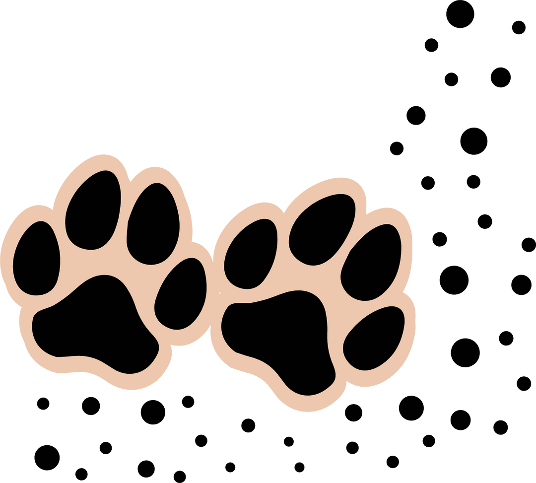 Stylized Animal Paw Prints on Transparent Background with Dots