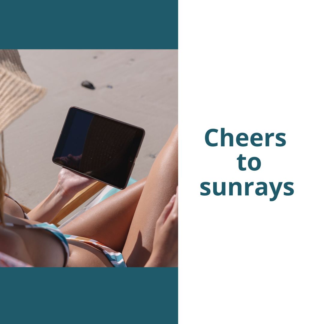 Relaxing at Seaside with Tablet on Summer Holiday