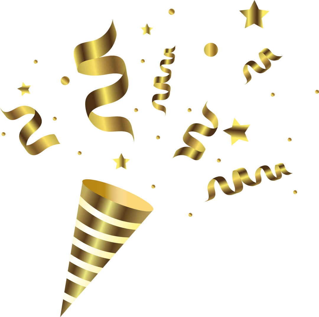 Golden Confetti Explosion on Transparent Background, Celebration Decoration