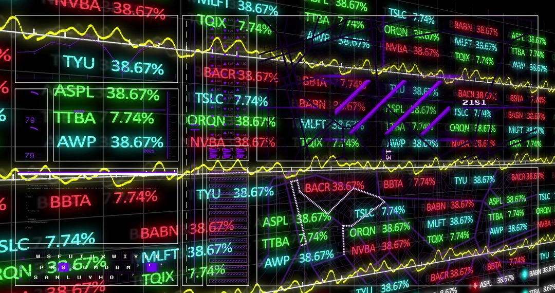 Vibrant Stock Market Data Display with Real-Time Analytics