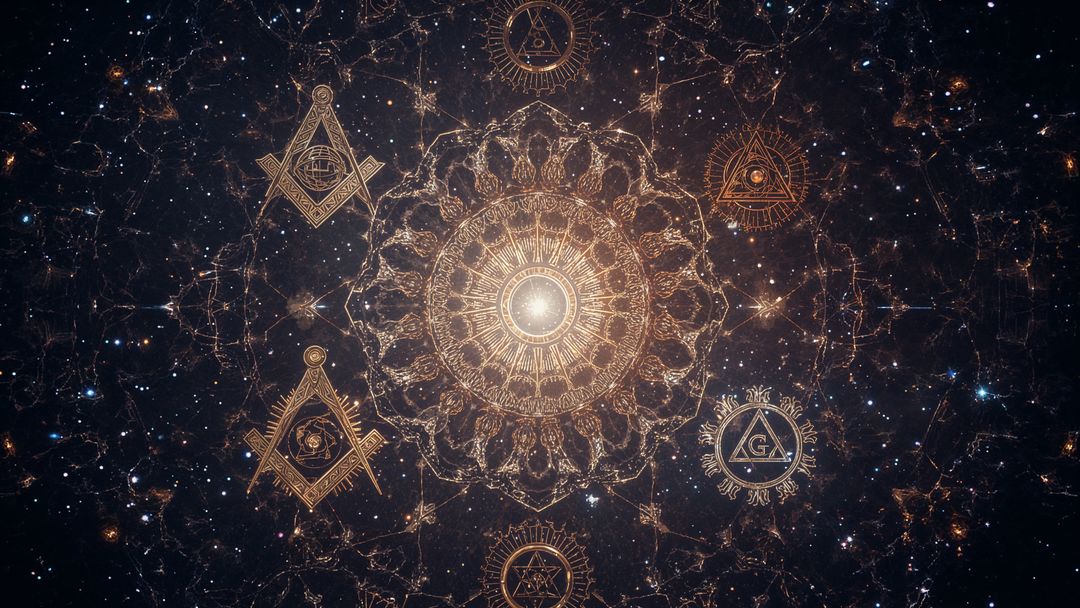 Mystical Mandala with Celestial Emblems Radiating in Space