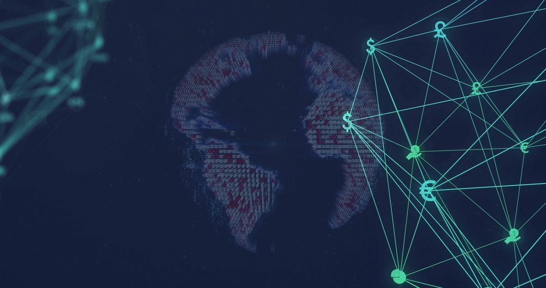 Global Network and Data Links on Dark Background