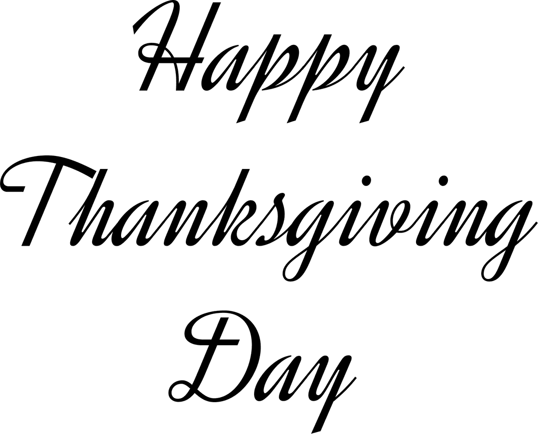 Elegant Happy Thanksgiving Typography on Transparent Background