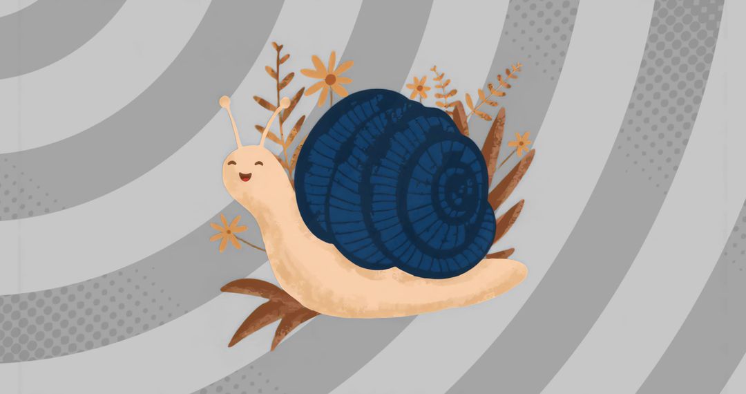 Whimsical Snail Gliding on Abstract Striped Background