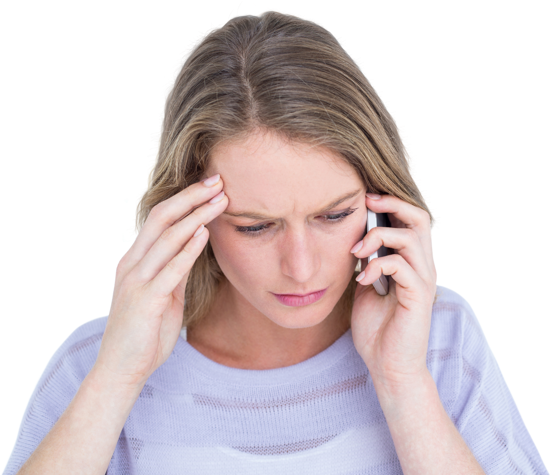 Stressed Woman Making Call on Smartphone Transparent Background - Download Free Stock Images Pikwizard.com