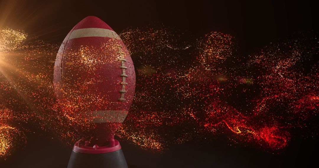 Glowing Particles Illuminating Rugby Ball Highlighting Energy
