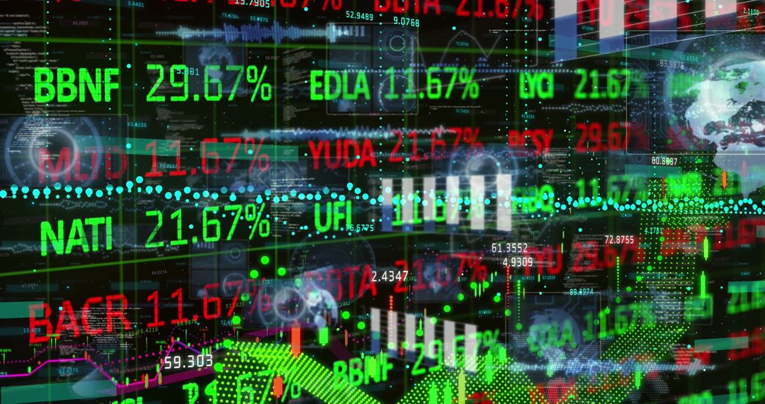 Dynamic Financial Data Display in Neon Colors