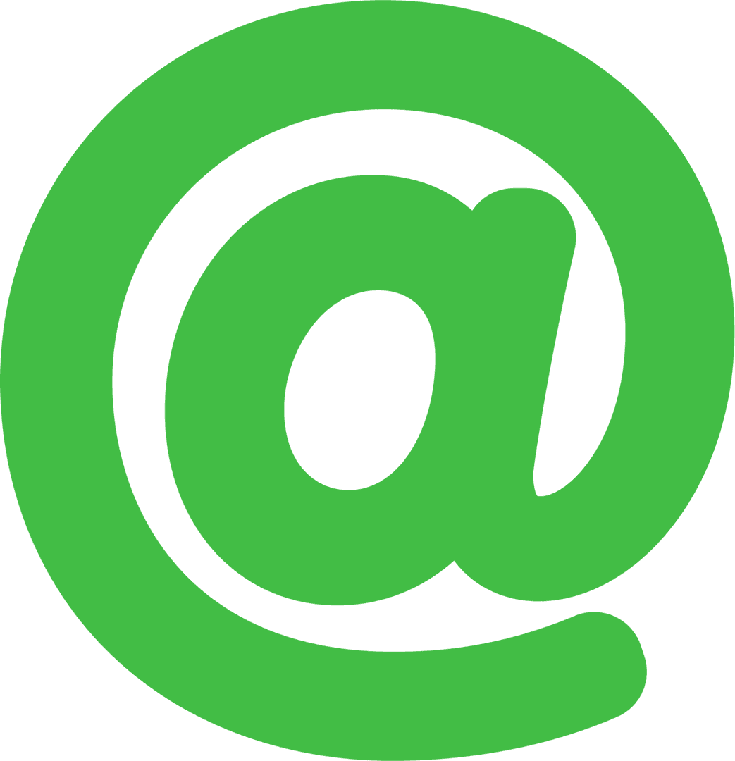 Large Green At Symbol on Transparent Background Representing Digital Communication
