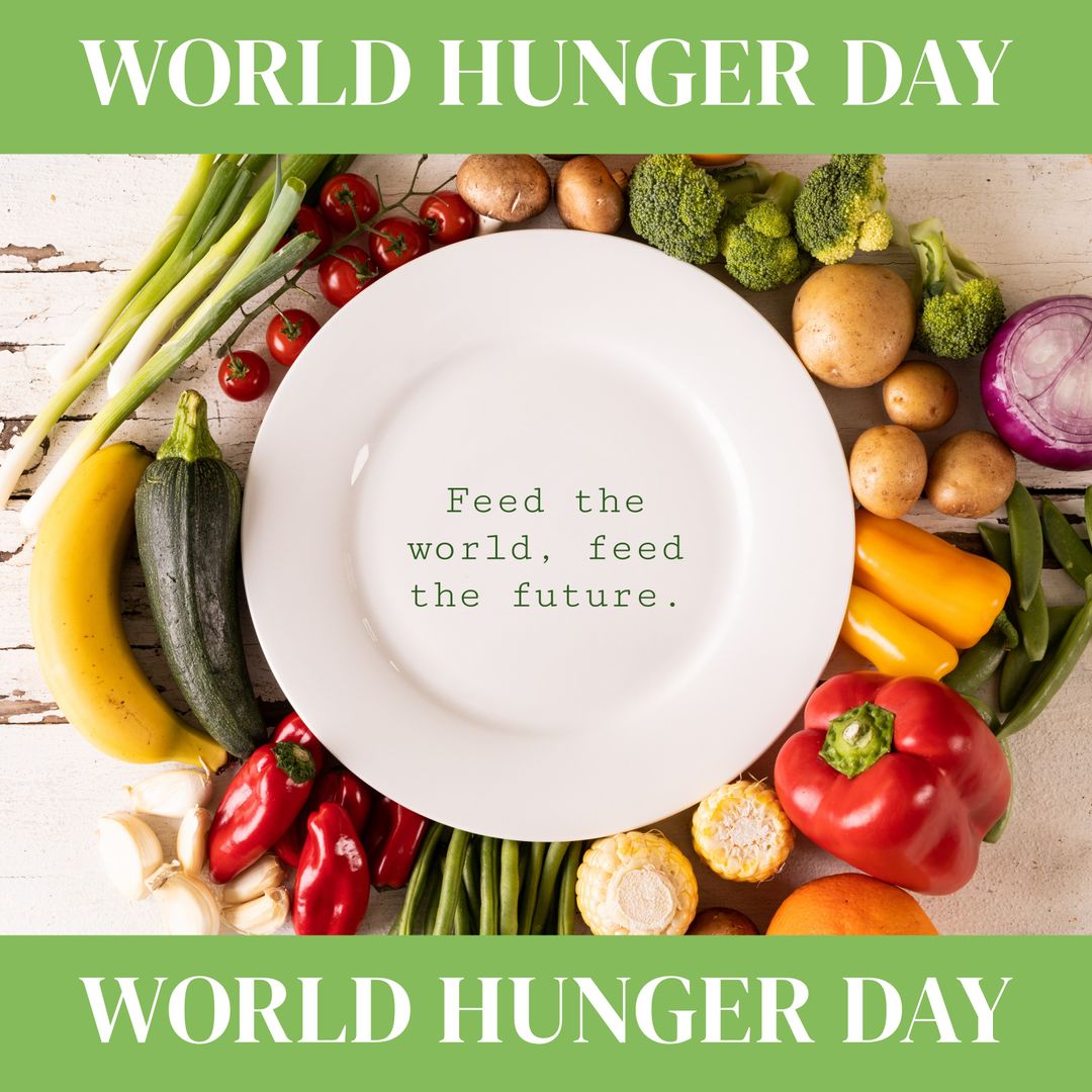 World Hunger Day Awareness with Fresh Vegetables and Plate