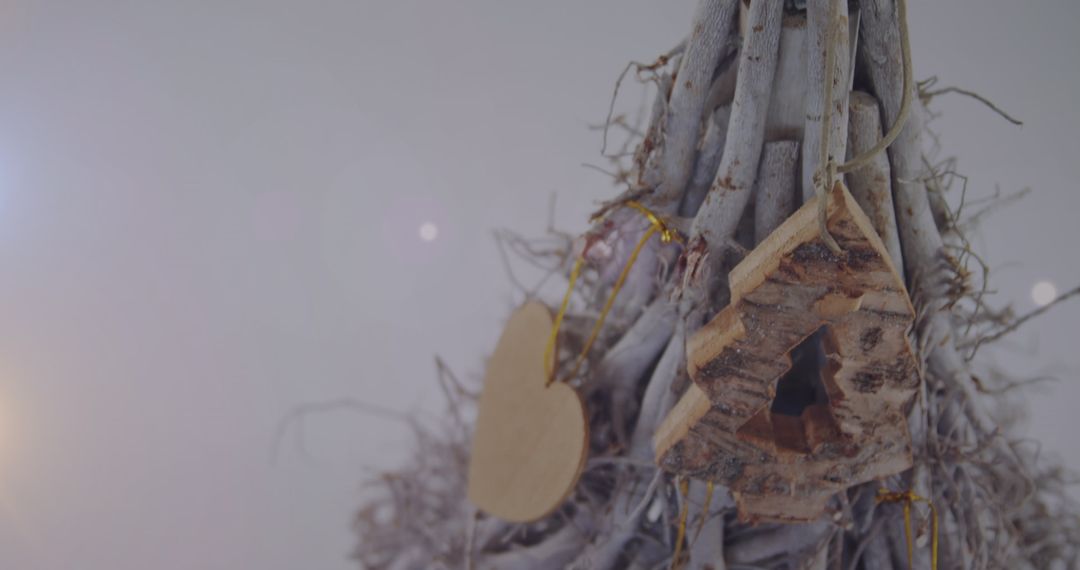 Rustic Christmas Tree with Handmade Decorative Ornaments