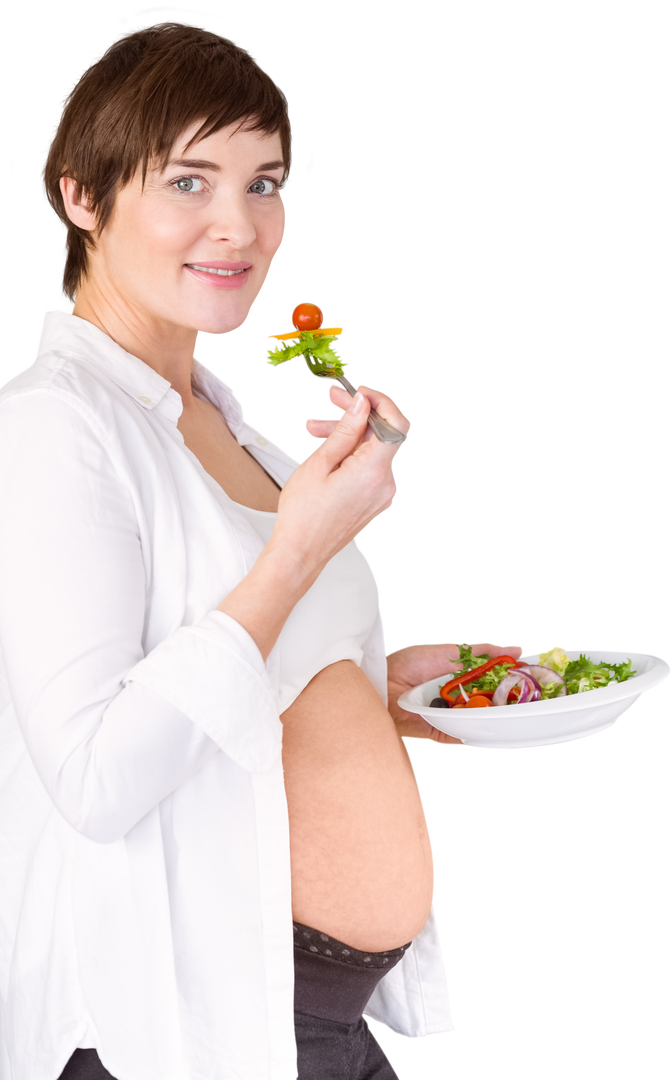 Smiling Pregnant Woman Eating Healthy Salad with Joy – Transparent Background - Download Free Stock Images Pikwizard.com