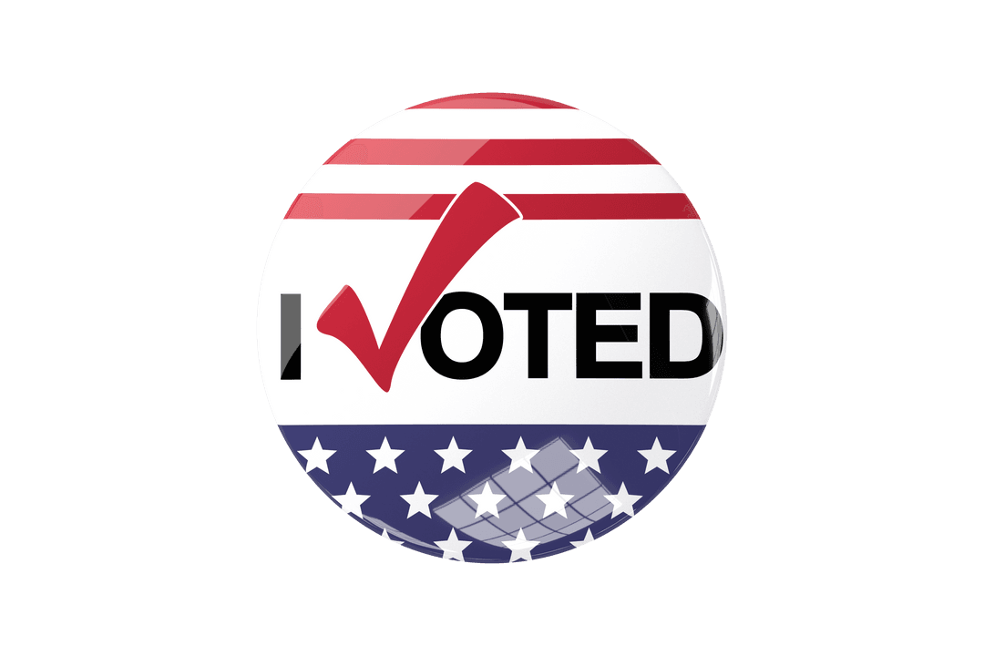 I Voted Badge with USA Flag on Transparent Background