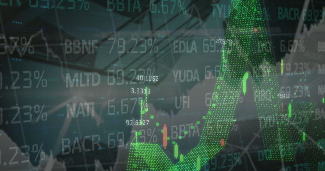 Dynamic Financial Data Over Futuristic Building Render