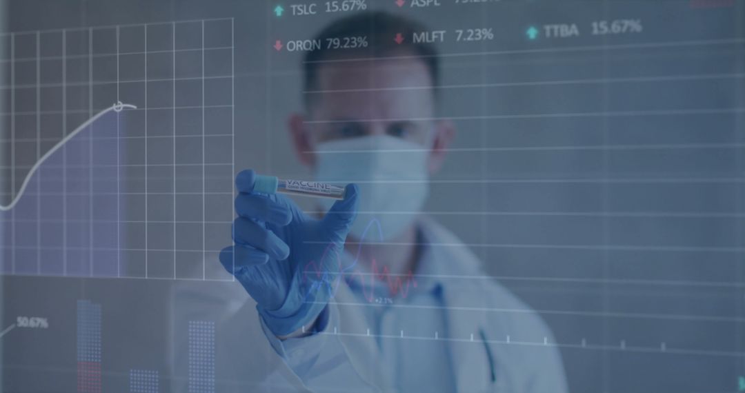 Doctor Analyzing Vaccine Data in State-of-the-Art Laboratory