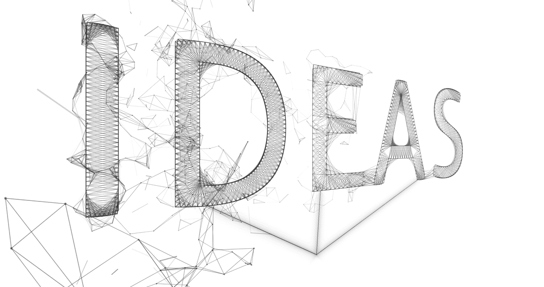 Abstract Geometric Style 'Ideas' Text on Transparent Background