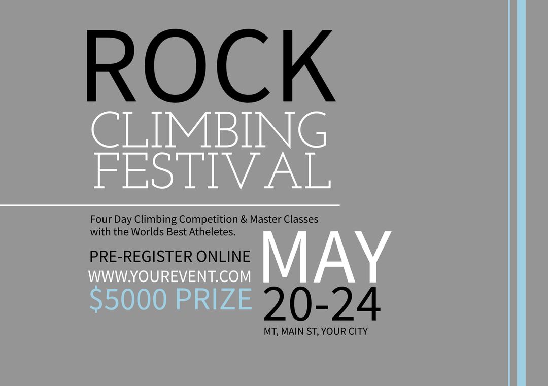 Rock Climbing Festival Flyer Promoting Outdoor Sport Competition - Download Free Stock Templates Pikwizard.com