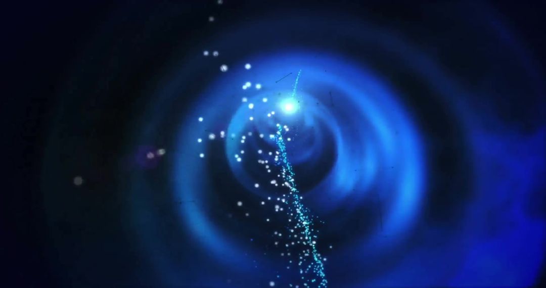 Vibrant Blue Neon Tunnel with Dynamic Particle Trail