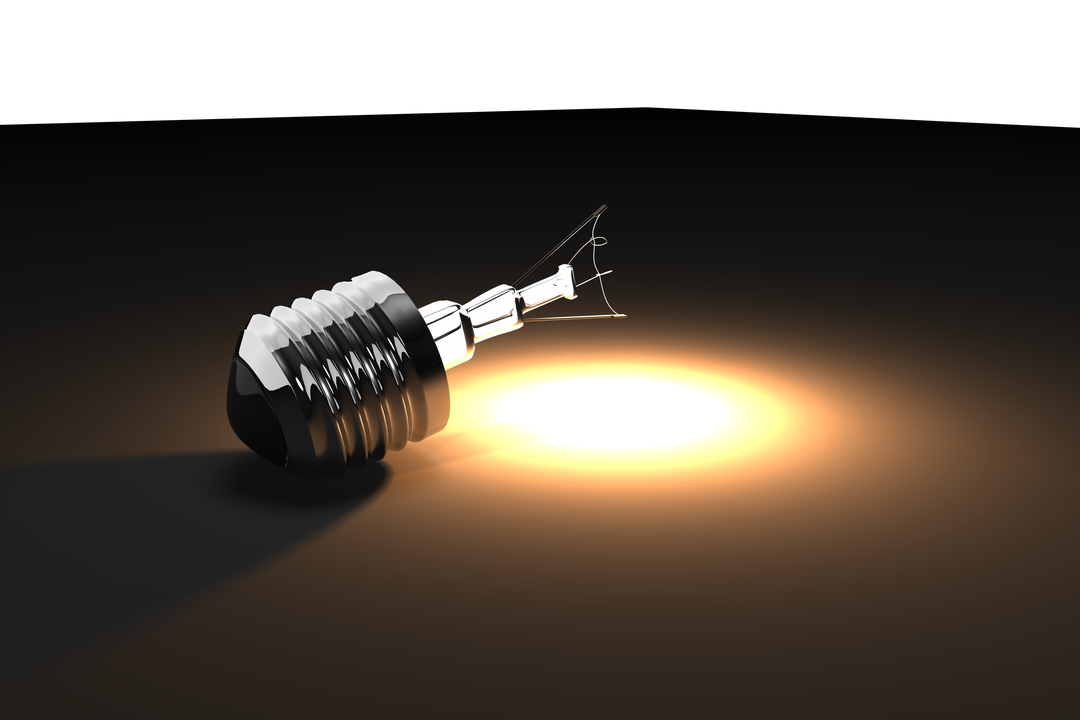 Transparent digital illustration of glowing bulb on dark gradient background - Download Free Stock Images Pikwizard.com