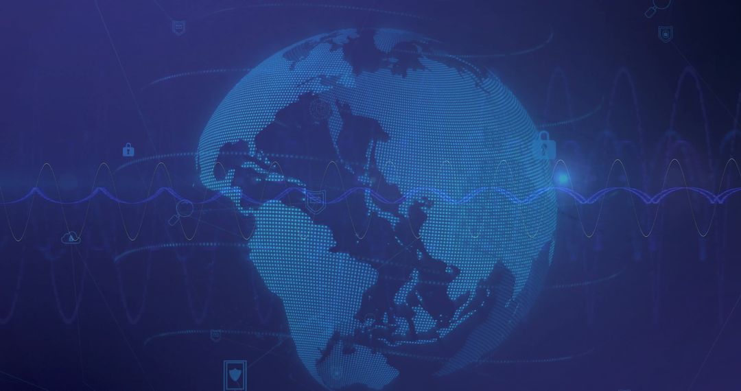 Digital Globe with Network Connections and Security Icons