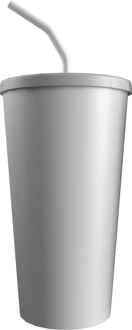 Transparent Disposable Cup with Straw Close-Up