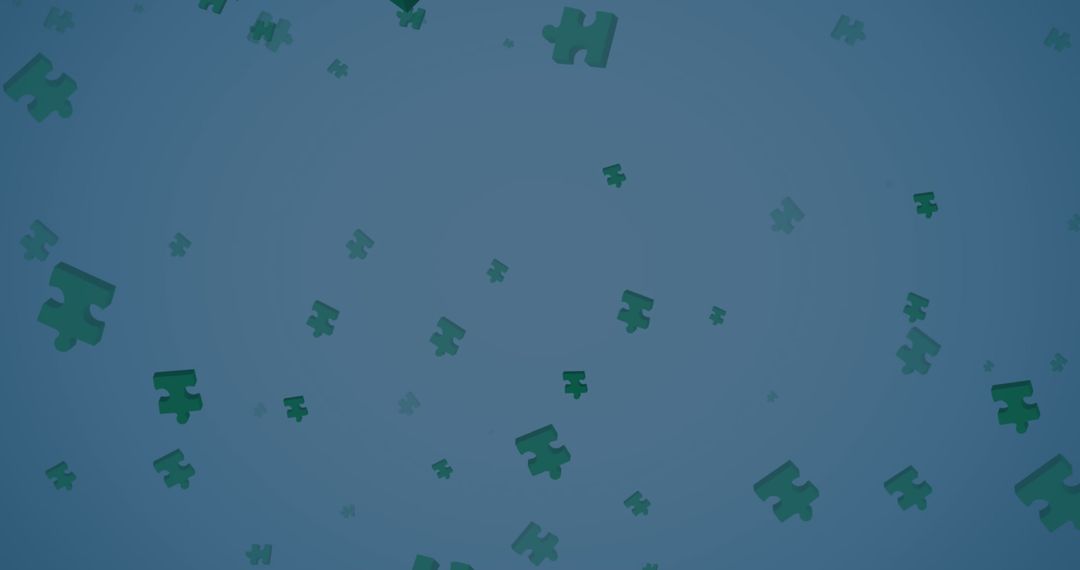 Green Puzzle Pieces on Blue Background for Games and Puzzles Theme