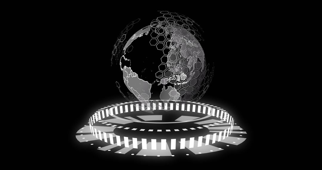Futuristic Data Processing Globe in Digital Network
