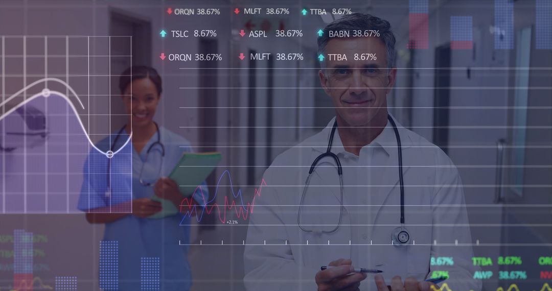Doctors Analyzing Health Data and Trends with Digital Charts