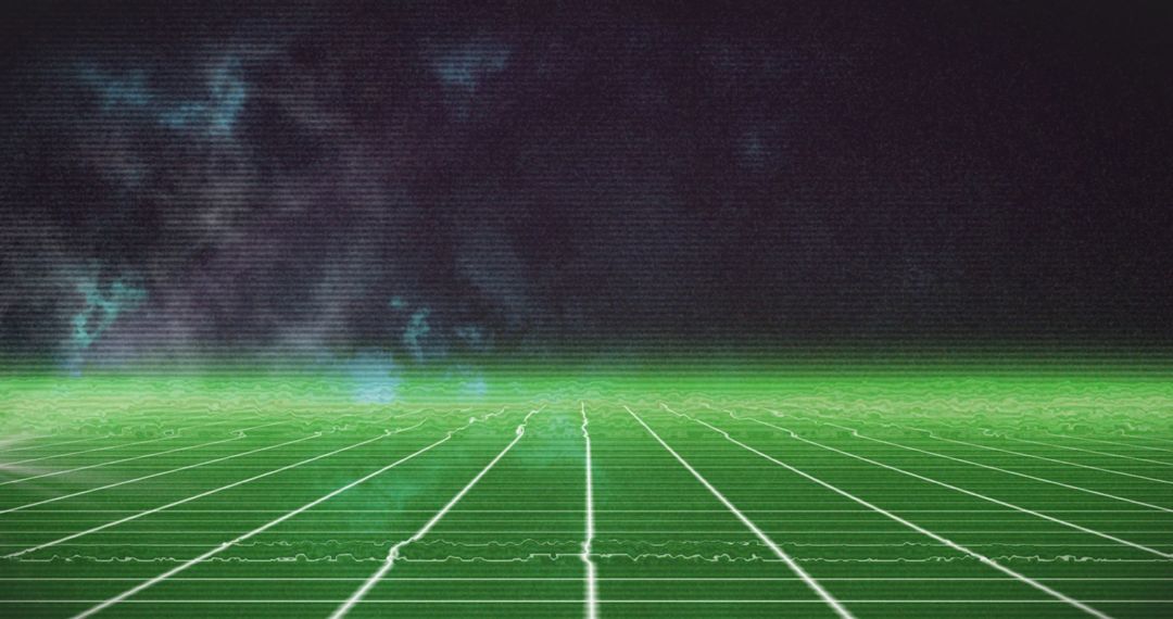 Futuristic Green and Black Digital Grid with Smoke Effect