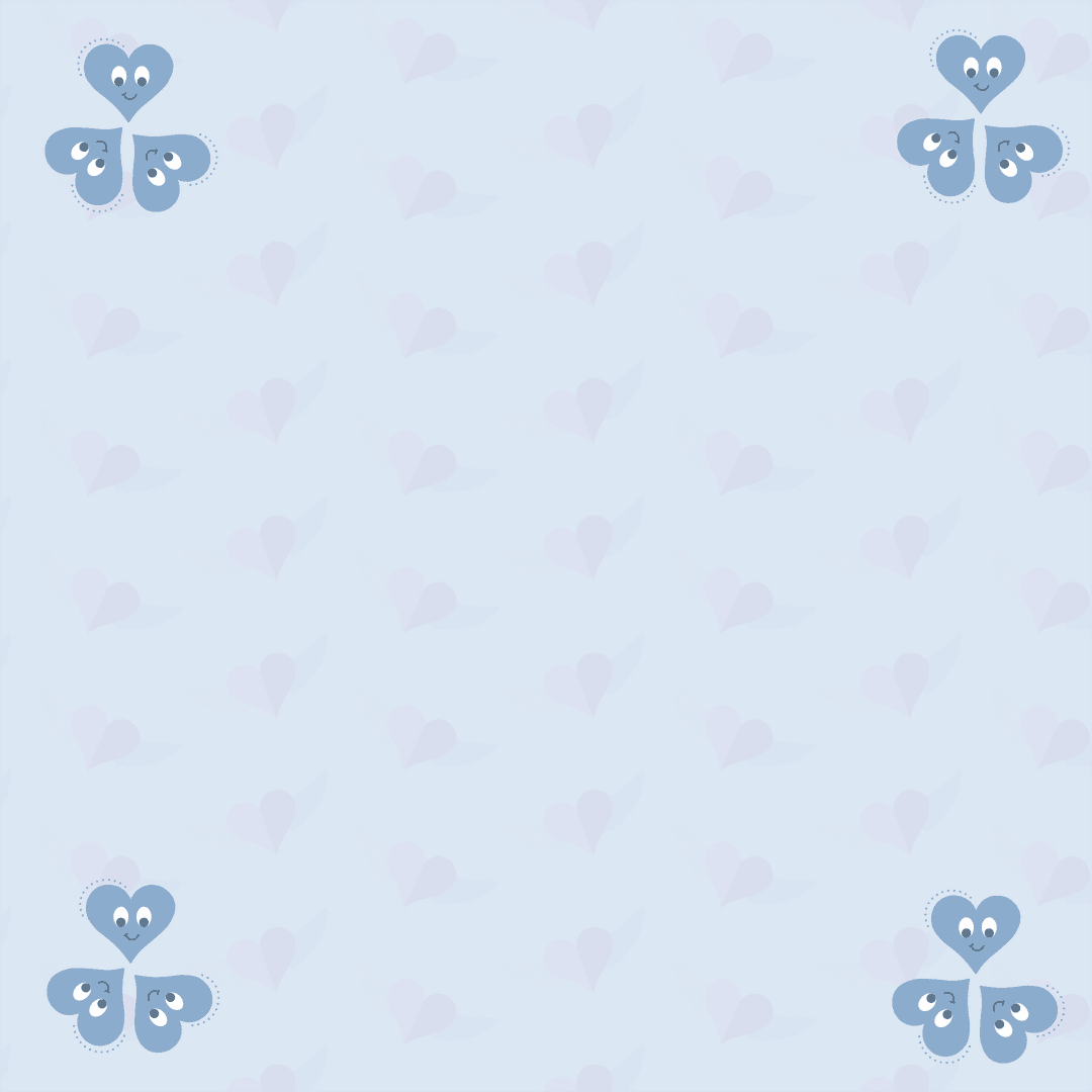 Smiling Blue Hearts on Transparent Background with Copy Space