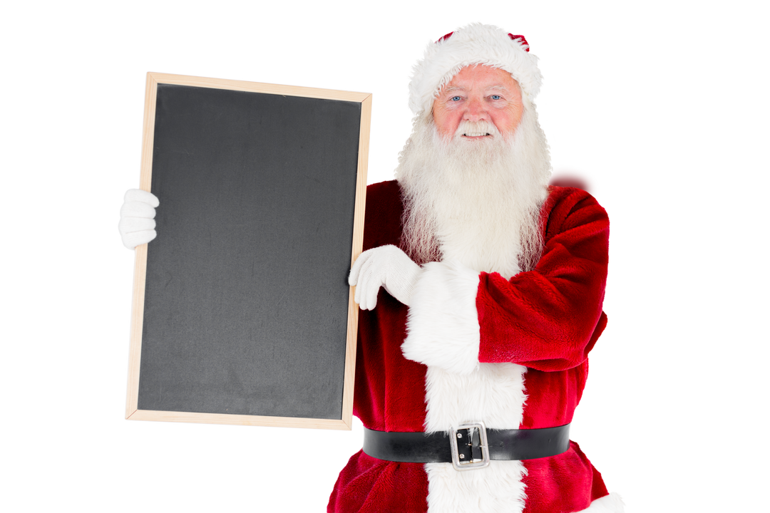 Transparent Santa Claus Holding Advertising Blackboard for Christmas Message - Download Free Stock Images Pikwizard.com