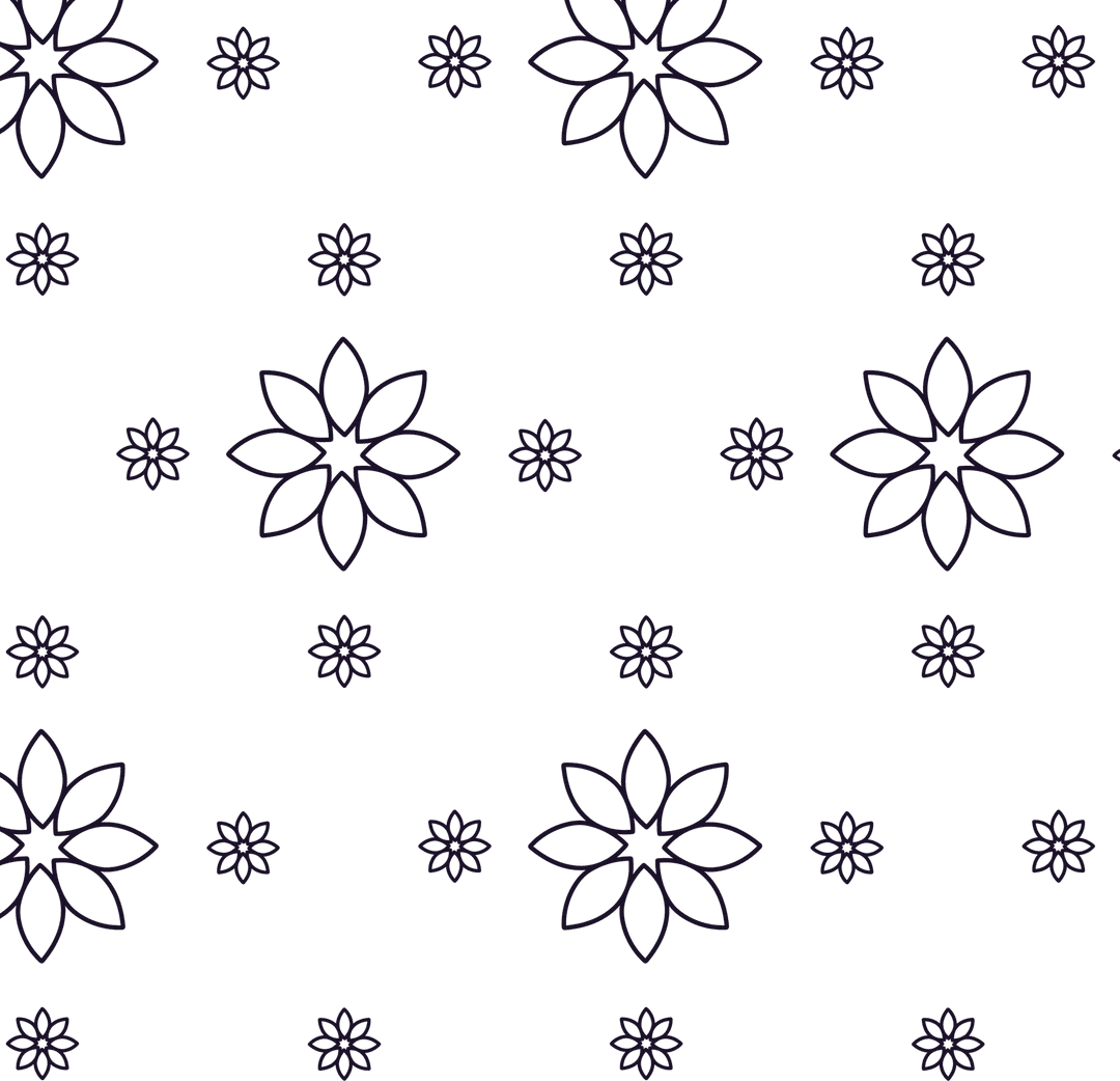 Seamless Black Floral Pattern on Transparent Vector Design
