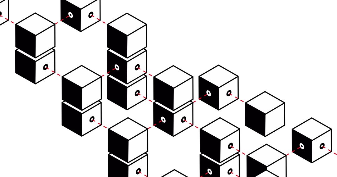 Abstract Black and White Cube Network on White Background