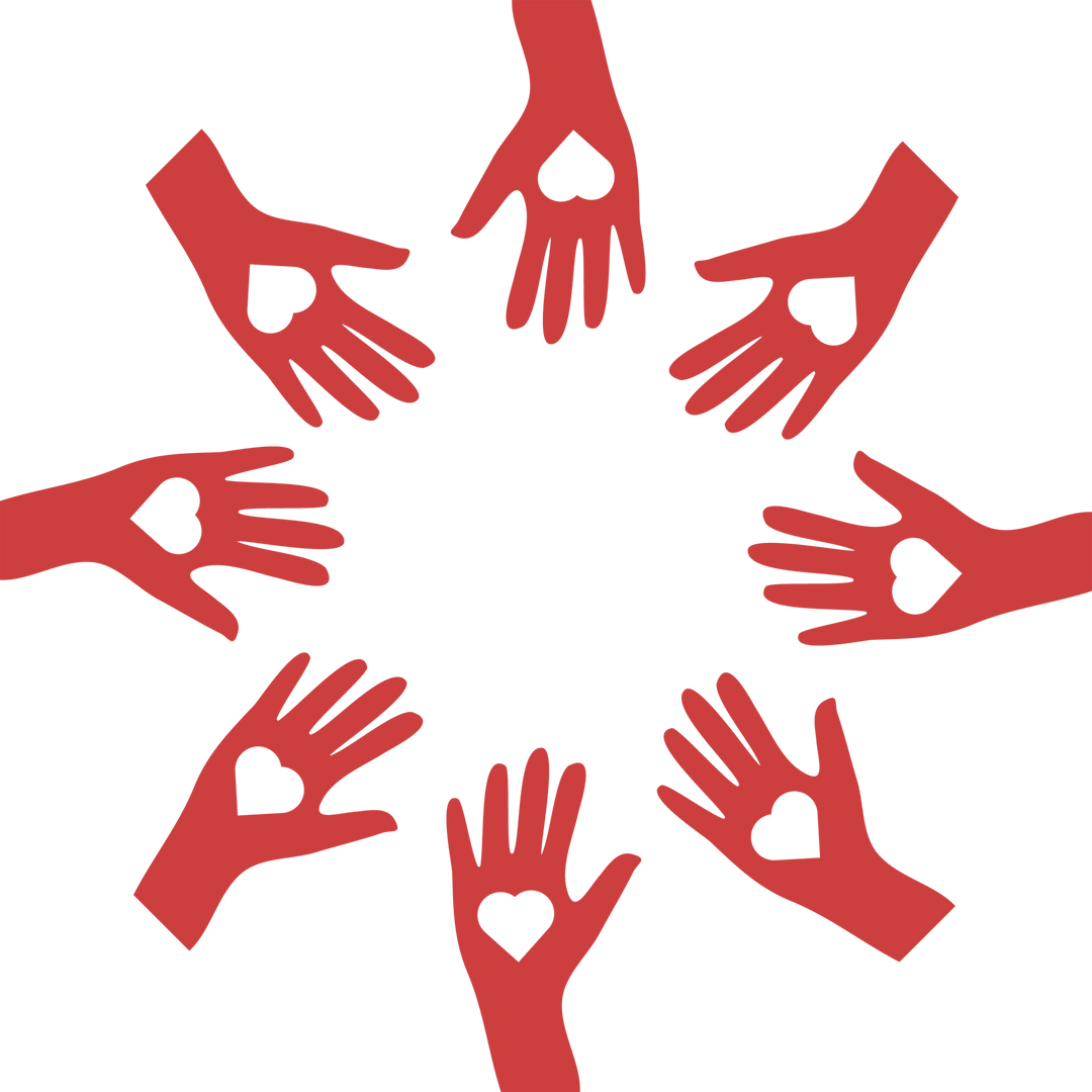 Circle of Red Hands with Heart Shapes on Transparent Background - Download Free Stock Images Pikwizard.com