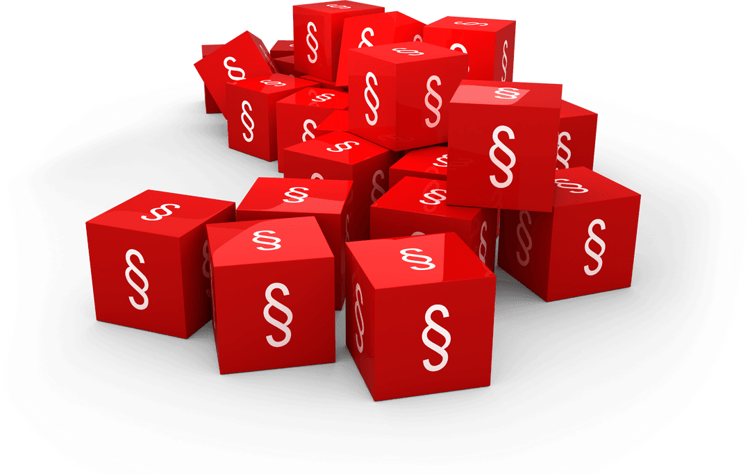 Transparent Red Blocks with White Section Symbols Illustration
