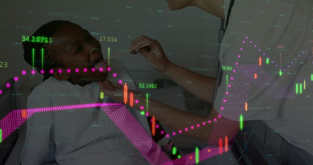 Doctor Examining Child Combined with Stock Market Data Visualization - Free Images, Stock Photos and Pictures on Pikwizard.com